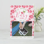 ピンクラズベリーベビーガール招待状 招待状 (スタンド正面)
