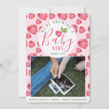 ピンクラズベリーベビーガール招待状