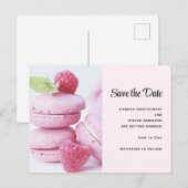 ピンクラズベリーマカロン保存日 インビテーションポストカード (正面/裏面)