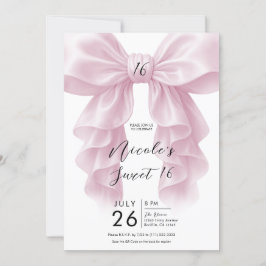 ピンクラッフルカスケードボウエレガントスウィート16パーティー 招待状