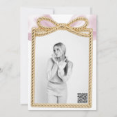 ピンクラッフルカスケードボウエレガントスウィート16パーティー 招待状 (裏面)