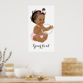 ピンクラッフルパンツ真珠エスニックガール赤ちゃんシャワー ポスター (キッチン)