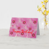 ピンクラバテラ誕生日カード カード (黄色い花)