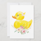 ピンクラバーダックガールファースト誕生日 招待状 (裏面)