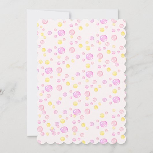 ピンクラバーダックバプテスマと誕生日 招待状 (裏面)