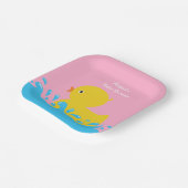 ピンクラバーダック水玉模様ベビーシャワー紙プレート ペーパープレート (傾斜あり)