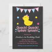 ピンクラバーダック1回目の誕生日 招待状 (正面)