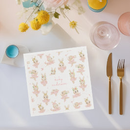 ピンクラビットバレリナツチュベビシャワー スタンダードカクテルナプキン