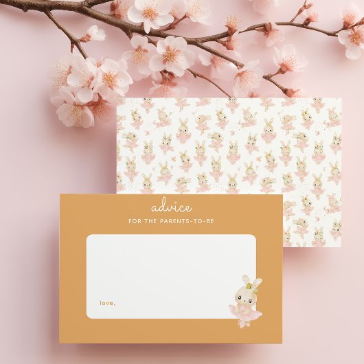 ピンクラビットバレリナベイビーシャワーペアレントアドバイス ノートカード