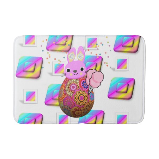 ピンクラビットパステルバスルームバスマット バスマット (正面)