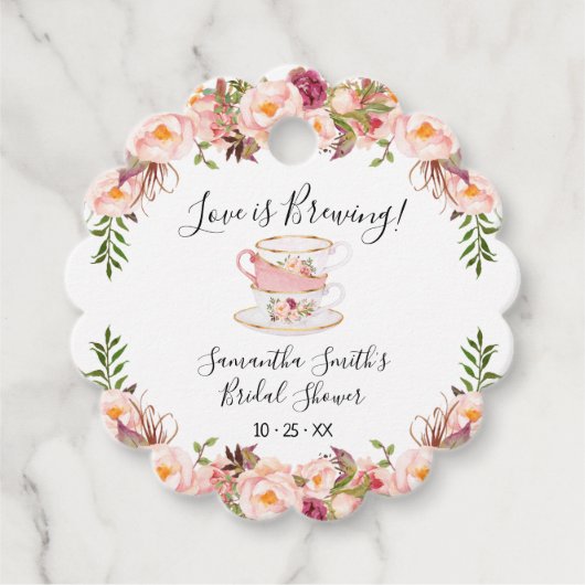 ピンクラブがブルーイング茶ブライダルシャワー フェイバータグ (正面)