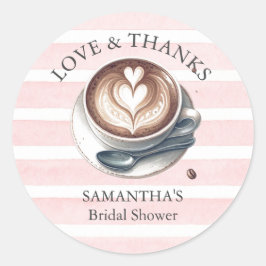 ピンクラブイズブルーイングブライダルシャワーテーマシール ラウンドシール