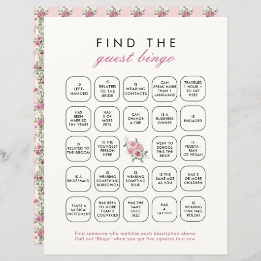 ピンクラブシャックフィアンスゲストビンゴゲームを見つける (正面/裏面)