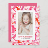 ピンクラブタイポグラフィフォトハッピーバレンタインデー シーズンカード (正面/裏面)