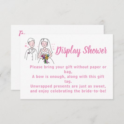 ピンクラブディスプレイブライダルウェディングシャワー エンクロージャーカード (正面/裏面)