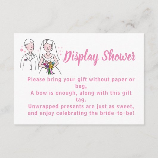 ピンクラブディスプレイブライダルウェディングシャワー エンクロージャーカード (正面)