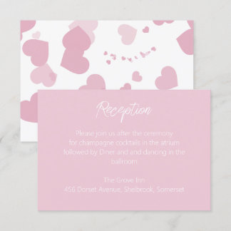 ピンクラブハートウェディングレセプションカード サンキューカード