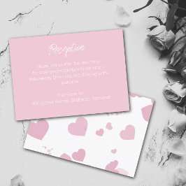 ピンクラブハートウェディングレセプションカード サンキューカード