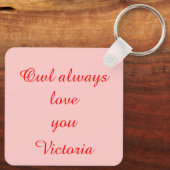 ピンクラブハートカスタムフクロウ キーホルダー (裏面)