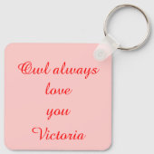 ピンクラブハートカスタムフクロウ キーホルダー (裏面)