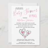 ピンクラブハートガールベビーシャワーbyメール 招待状 (正面)