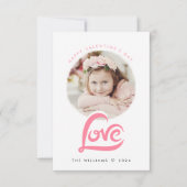 ピンクラブハートバレンタインデーカスタムフォトカード サンキューカード (正面)