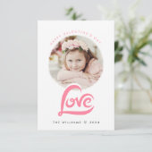 ピンクラブハートバレンタインデーカスタムフォトカード サンキューカード (スタンド正面)