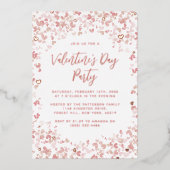 ピンクラブハートバレンタインデー実在パーティー 箔招待状 (正面)