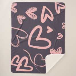ピンクラブハートバレンティンズデイキュートコージー シェルパブランケット