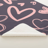 ピンクラブハートバレンティンズデイキュートコージー シェルパブランケット (3/4)