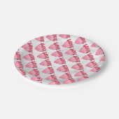 ピンクラブハートパターン ペーパープレート (アングル)