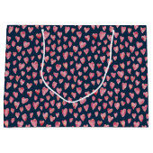 ピンクラブハートパターン ラージペーパーバッグ (正面)