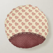 ピンクラブハートフォークアパーソナライズされたート ラウンドクッション (裏面)