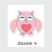 ピンクラブハートフクロウ型 シール (シート)