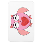 ピンクラブハートフクロウ磁石 マグネット (縦)
