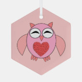 ピンクラブハートフクロウ ガラスオーナメント (裏面)