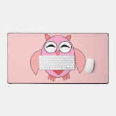 ピンクラブハートフクロウ デスクマット (キーボード&マウス)