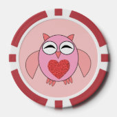 ピンクラブハートフクロウ ポーカーチップ (正面)