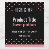 ピンクラブハートブラックラベル/ 3.5 x 4" ワインラベル (シングルラベル)