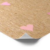 ピンクラブハートベビーガールシャワーウェルカムサイン ポスター (角)