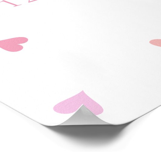 ピンクラブハートベビーガールシャワーウェルカムサイン ポスター (角)