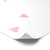 ピンクラブハートベビーガールシャワーウェルカムサイン ポスター (角)