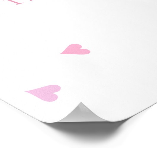 ピンクラブハートベビーガールシャワーウェルカムサイン ポスター (角)