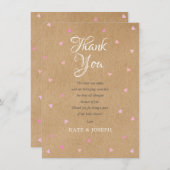 ピンクラブハートボホベビーガールありがとう詩 サンキューカード (正面/裏面)