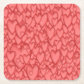 ピンクラブハート装飾品 スクエアペーパーコースター (正面)