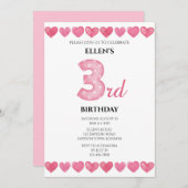 ピンクラブハート3rdバースデーフォト 招待状 (正面/裏面)