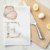 ピンクラブバタフライフローラ キッチンタオル (四つ折り)