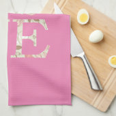 ピンクラブバタフライフローラ キッチンタオル (四つ折り)