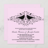 ピンクラブバードスワーズ結婚式招待状 招待状 (正面/裏面)