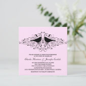 ピンクラブバードスワーズ結婚式招待状 招待状 (スタンド正面)